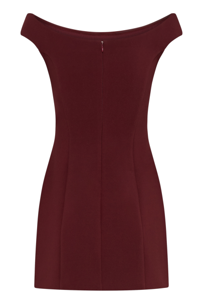 Cassidy Crepe Off Shoulder Mini Dress - Merlot-My Chic Way.All Rights Reserved