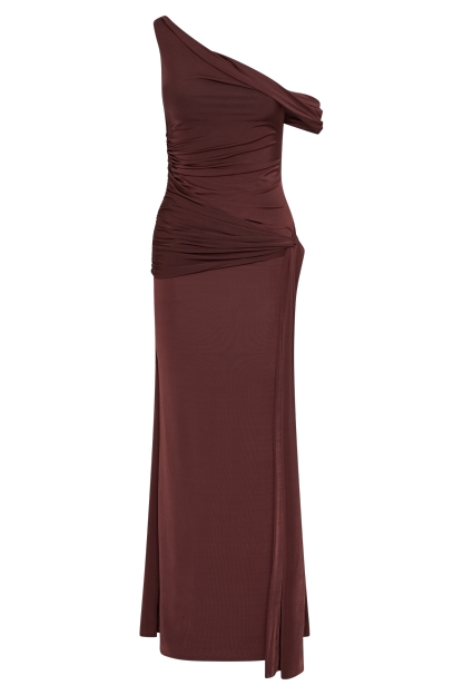 Aisnley Slinky Fishtail Maxi Dress - Mahogany-My Chic Way.All Rights Reserved
