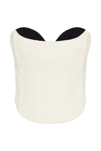 Oceane Contrast Suiting Strapless Corset - White-My Chic Way.All Rights Reserved