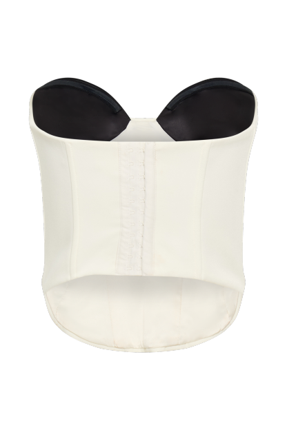 Oceane Contrast Suiting Strapless Corset - White-My Chic Way.All Rights Reserved