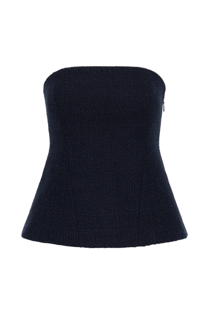Cyrus Strapless Boucle Top - Navy-My Chic Way.All Rights Reserved