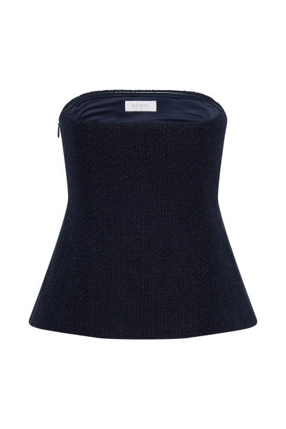 Cyrus Strapless Boucle Top - Navy-My Chic Way.All Rights Reserved