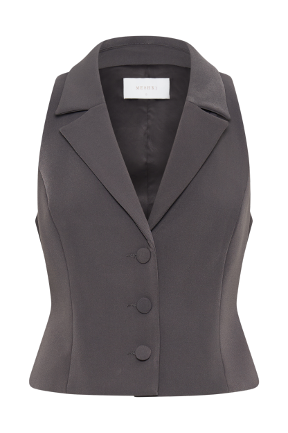 Mura Suiting Vest - Charcoal-My Chic Way.All Rights Reserved