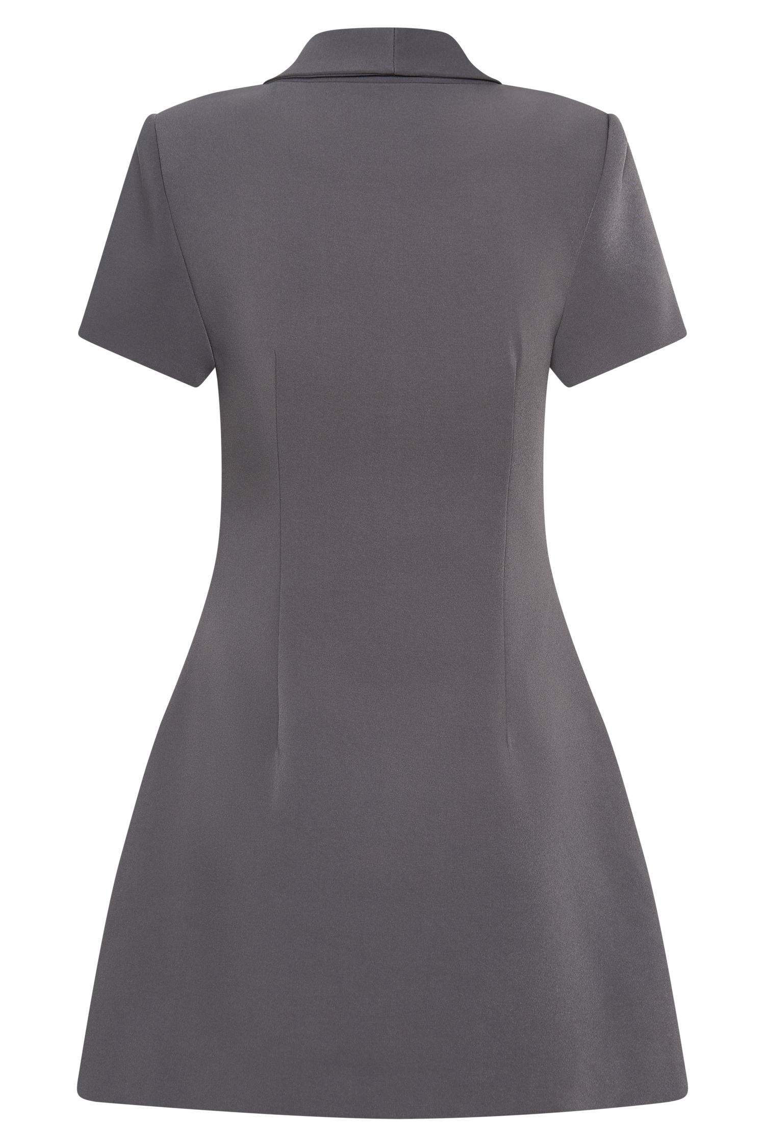 Paolina Collared Suiting Mini Dress - Charcoal-My Chic Way.All Rights Reserved