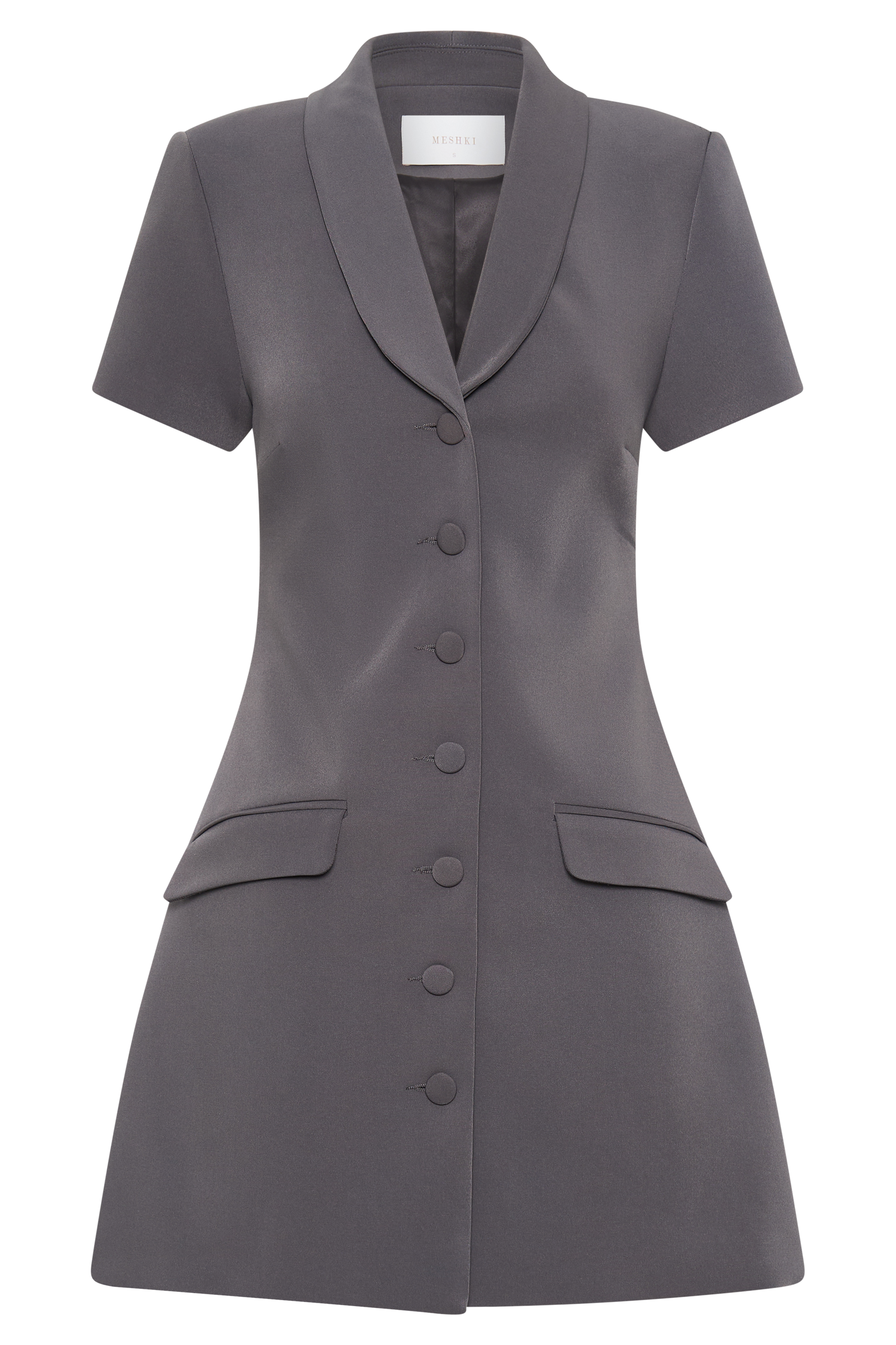 Paolina Collared Suiting Mini Dress - Charcoal-My Chic Way.All Rights Reserved