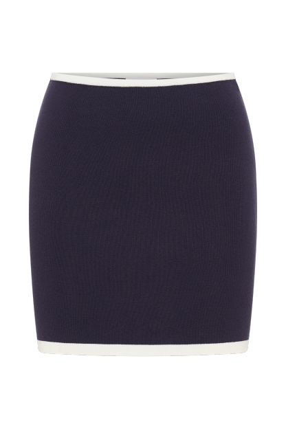 Becky Contrast Knit Mini Skirt - Navy & Ivory-My Chic Way.All Rights Reserved