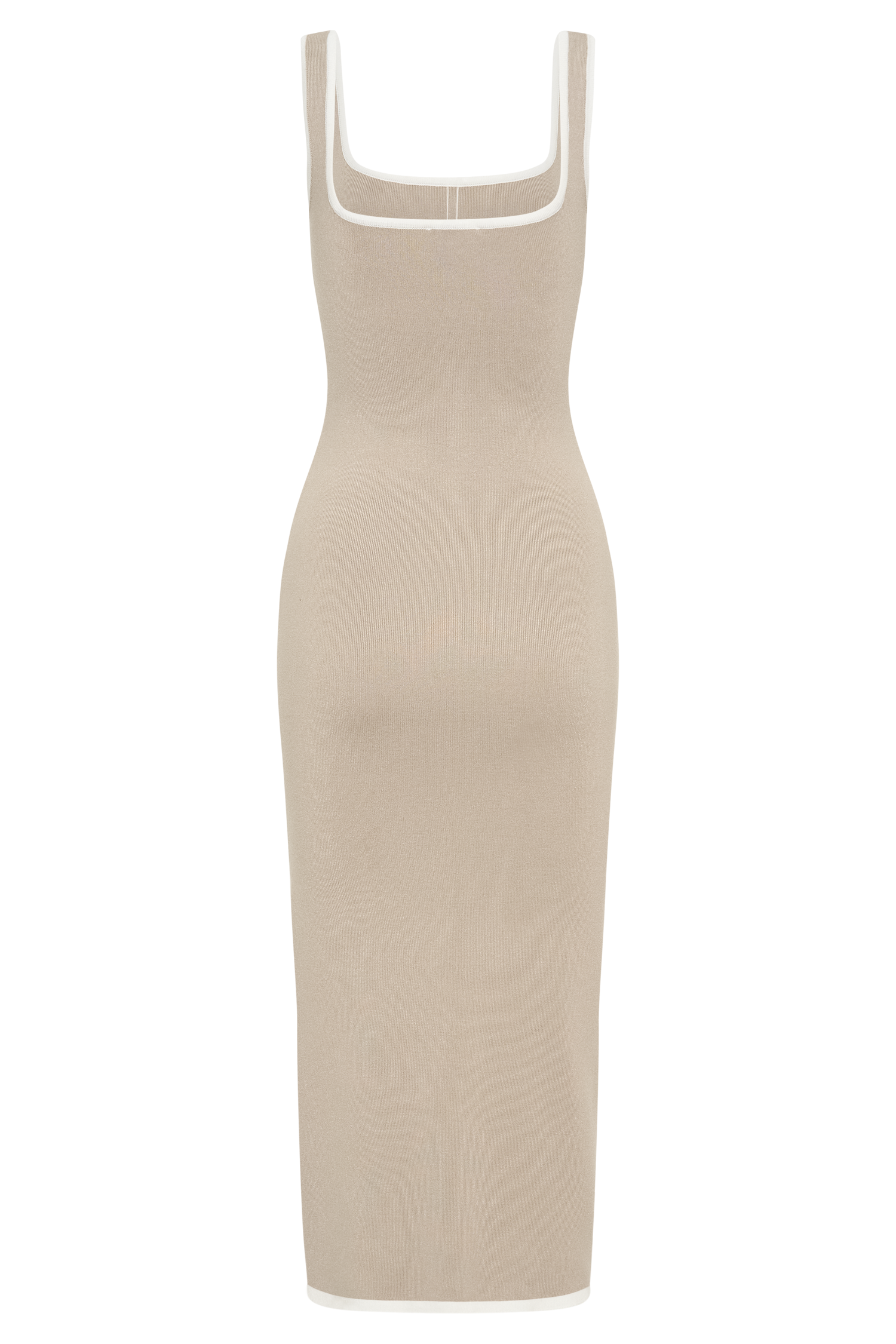 Eimear Contrast Knit Midi Dress - Taupe & Ivory-My Chic Way.All Rights Reserved