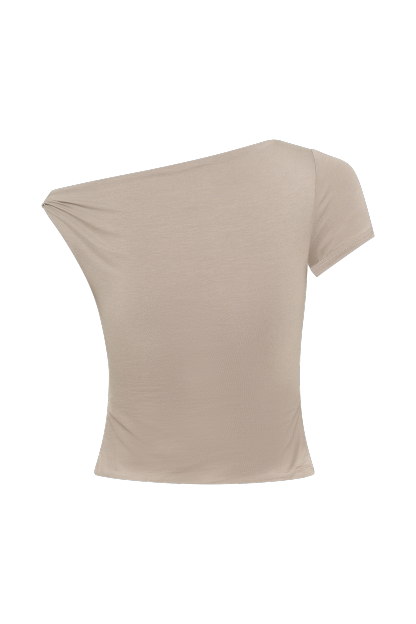 Betty Short Sleeve Modal Top With Knot Shoulder - Tawny Grey-My Chic Way.All Rights Reserved