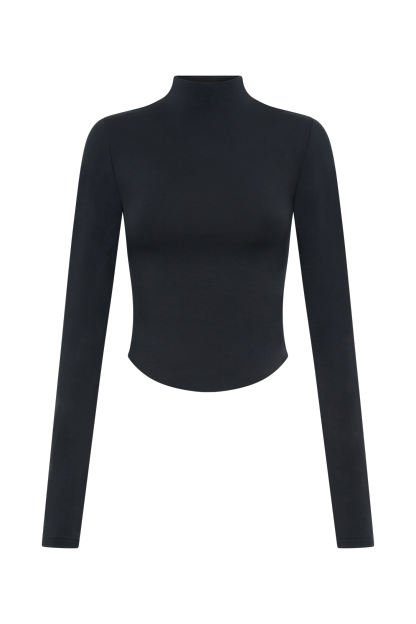 Ember Modal Long Sleeve High Neck Top - Black-My Chic Way.All Rights Reserved