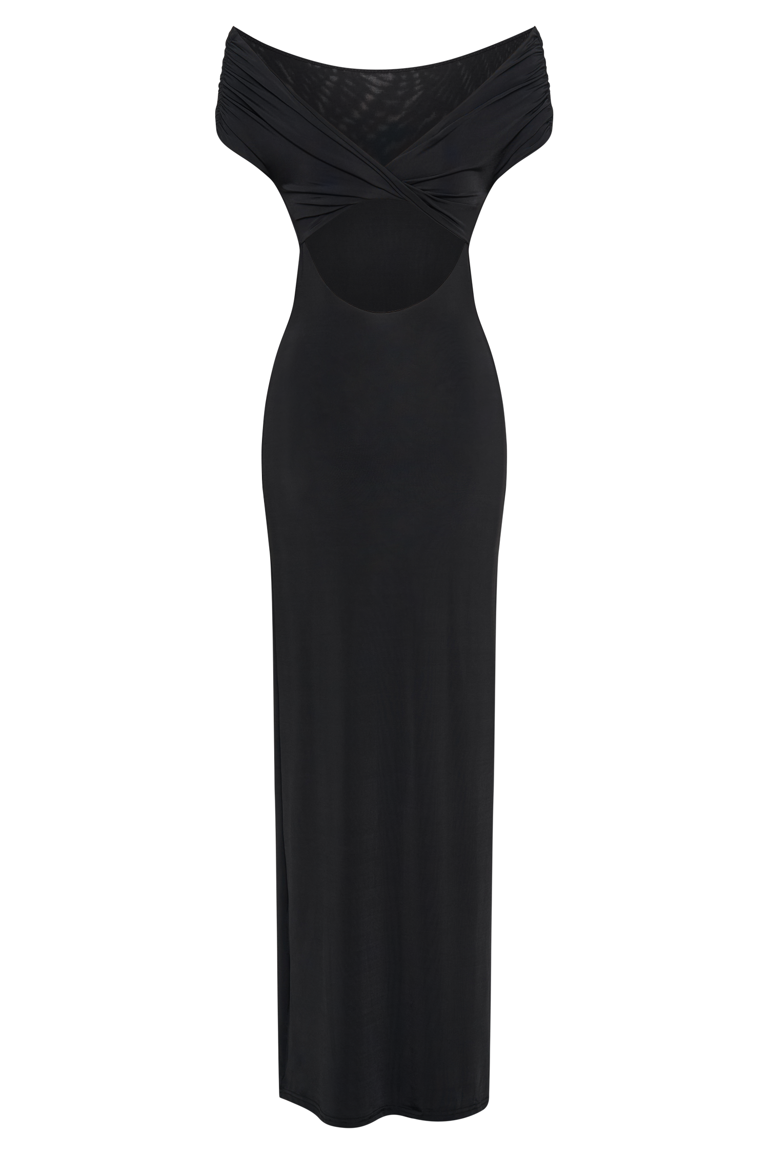 Imogen Off Shoulder Slinky Maxi Dress - Black-My Chic Way.All Rights Reserved