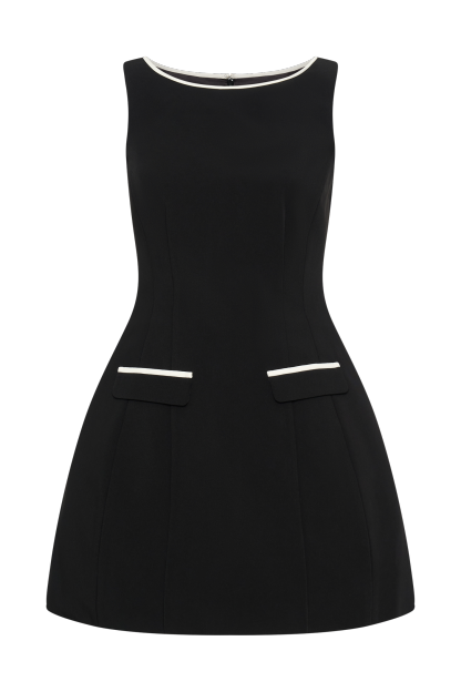 Evanna Sleeveless Contrast Suiting Mini Dress - Black-My Chic Way.All Rights Reserved