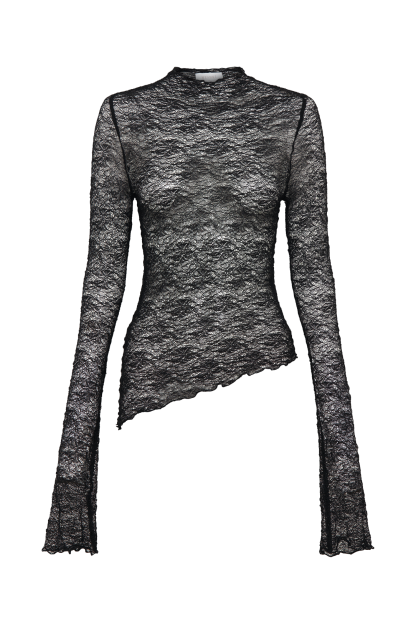 Riley Sheer Lace Long Sleeve Top - Black-My Chic Way.All Rights Reserved