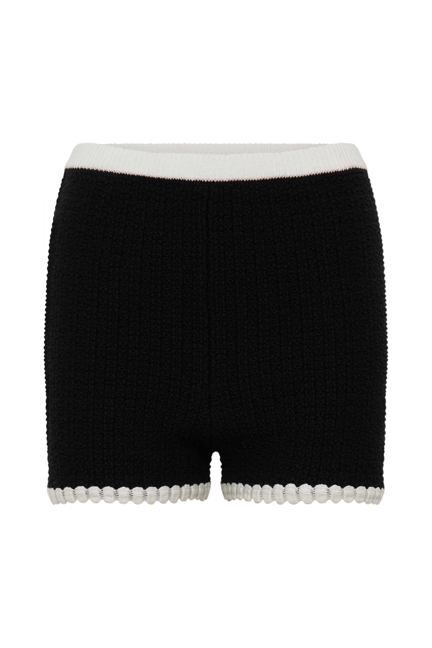 Saffron Contrast Knit Shorts - Black/White-My Chic Way.All Rights Reserved