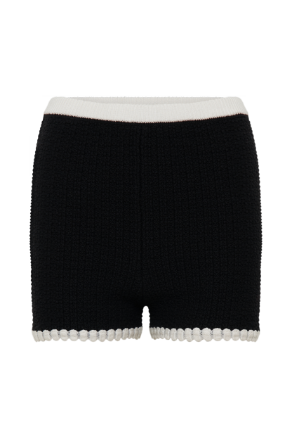 Saffron Contrast Knit Shorts - Black/White-My Chic Way.All Rights Reserved