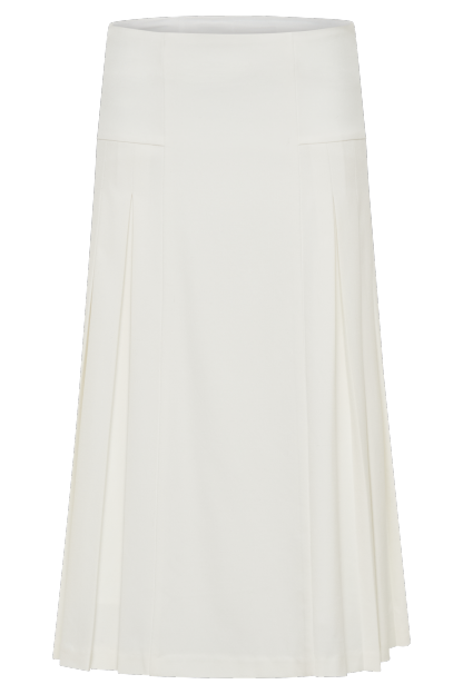 Brigette Pleated Midi Skirt - Ivory-My Chic Way.All Rights Reserved