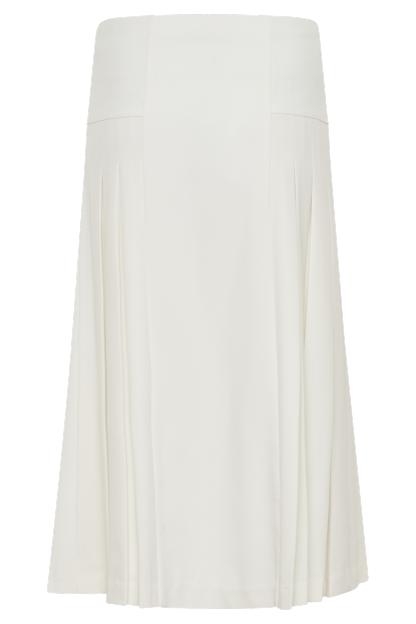Brigette Pleated Midi Skirt - Ivory-My Chic Way.All Rights Reserved