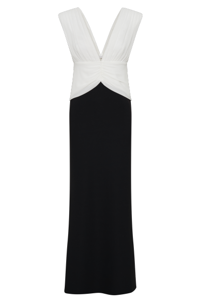 Monique Contrast Maxi Dress - Black-My Chic Way.All Rights Reserved