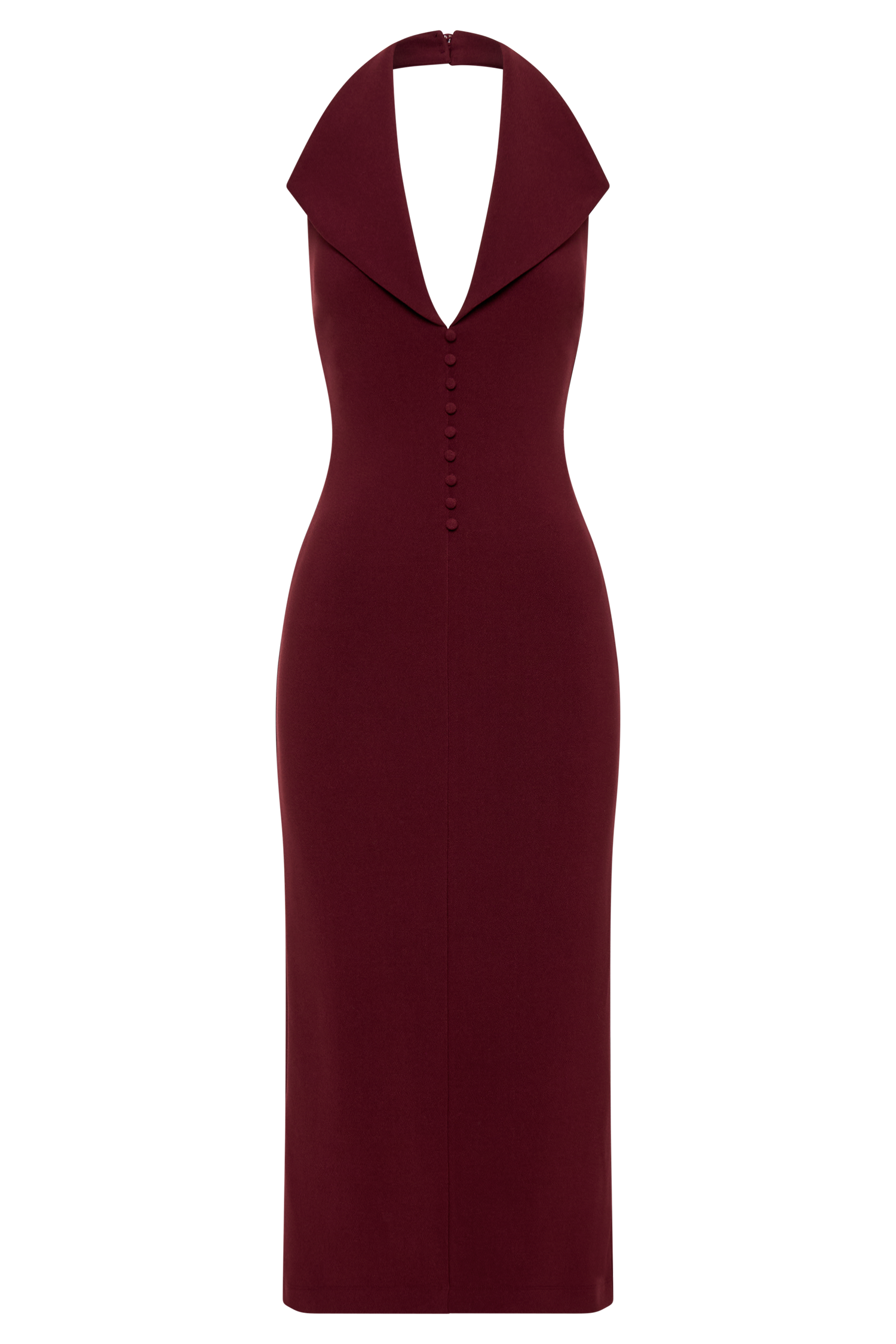 Annita Crepe Halter Midi Dress - Merlot-My Chic Way.All Rights Reserved
