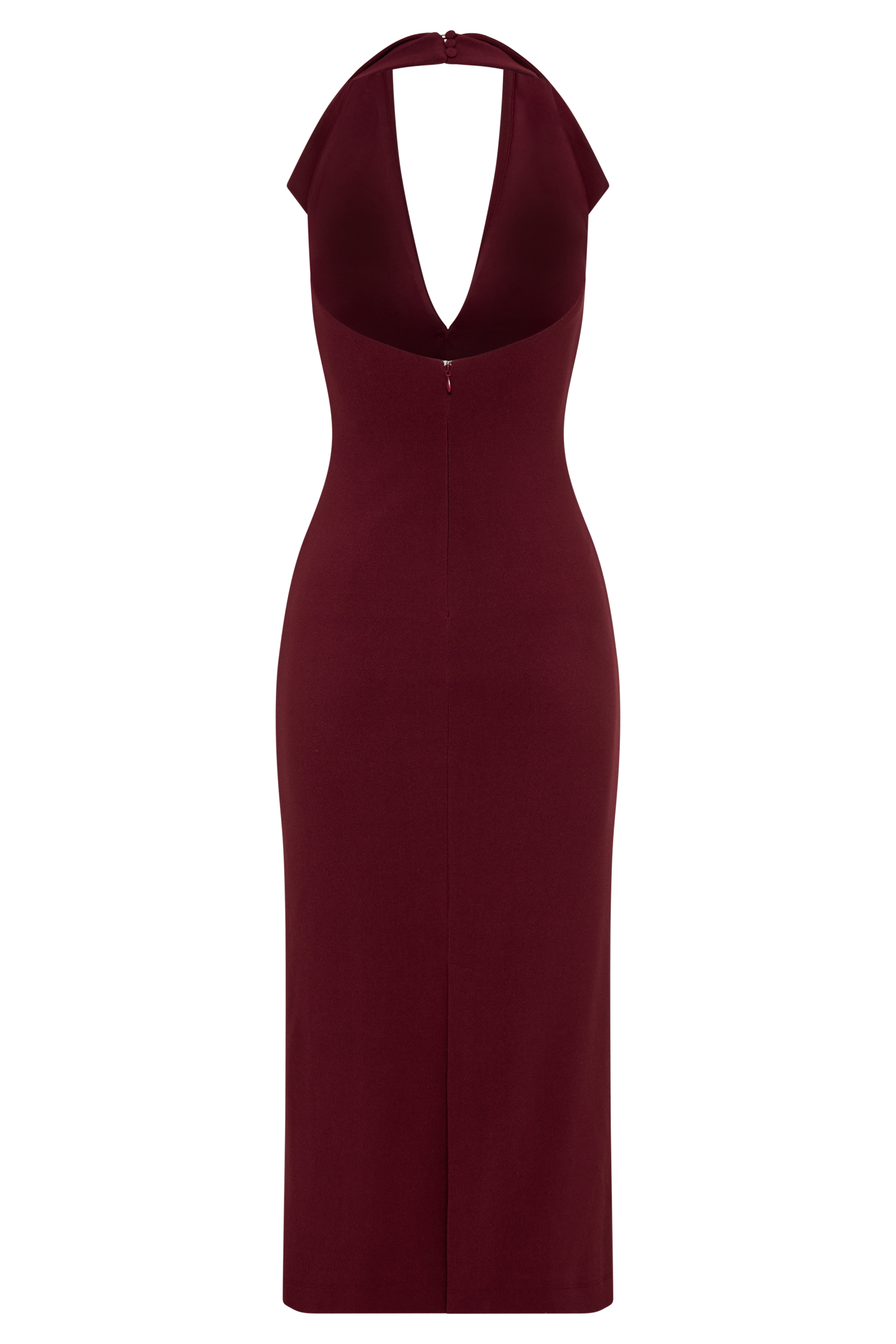 Annita Crepe Halter Midi Dress - Merlot-My Chic Way.All Rights Reserved