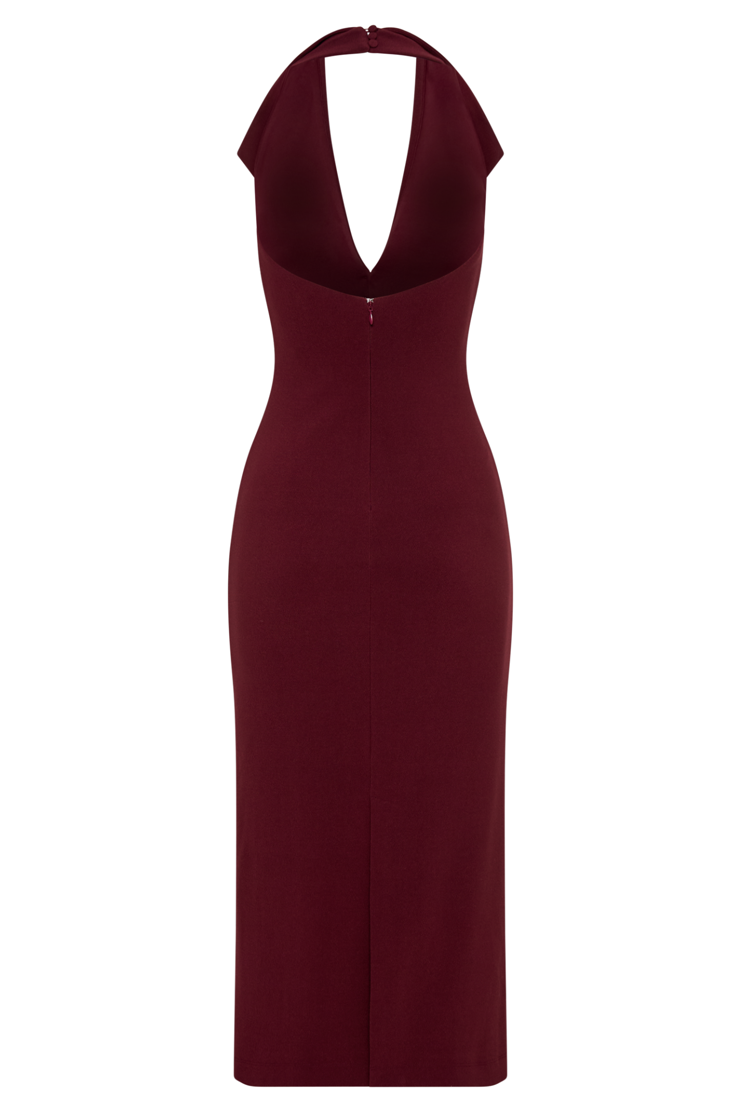 Annita Crepe Halter Midi Dress - Merlot-My Chic Way.All Rights Reserved