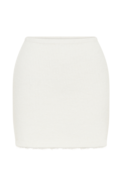 Baxter Fluffy Knit Mini Skirt - Ivory-My Chic Way.All Rights Reserved