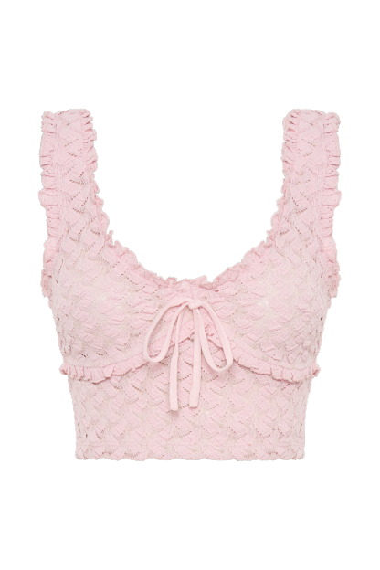 Morgan Mesh And Lace Sleeveless Top - Powder Pink-My Chic Way.All Rights Reserved