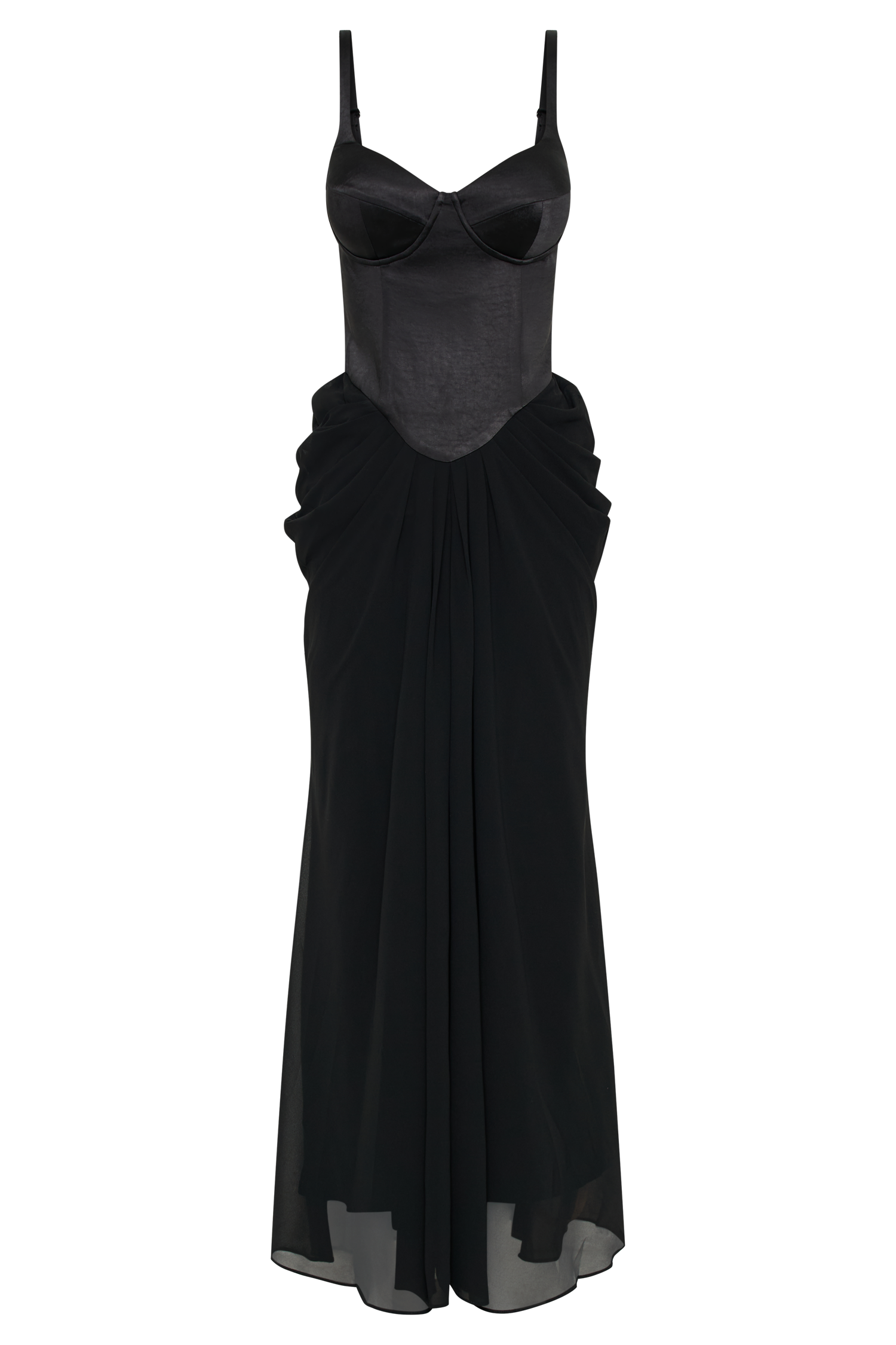 Leila Satin Corset Maxi Dress - Black-My Chic Way.All Rights Reserved
