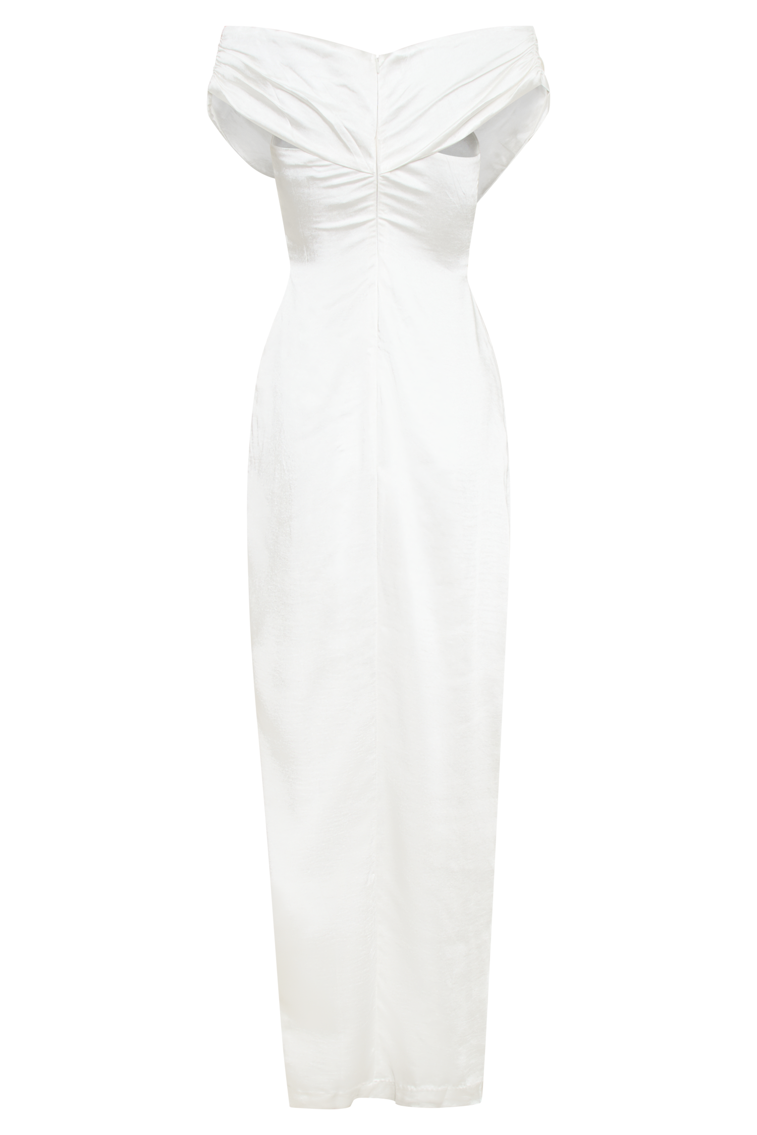 Harley Off Shoulder Satin Maxi Dress - Ivory-My Chic Way.All Rights Reserved