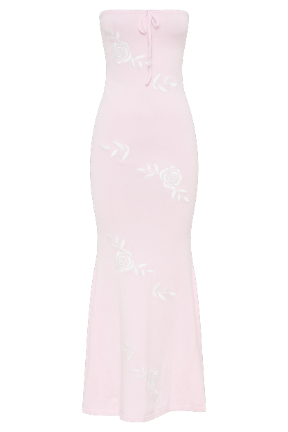 Lorelai Strapless Rose Knit Maxi Dress - Fairy Floss Pink-My Chic Way.All Rights Reserved