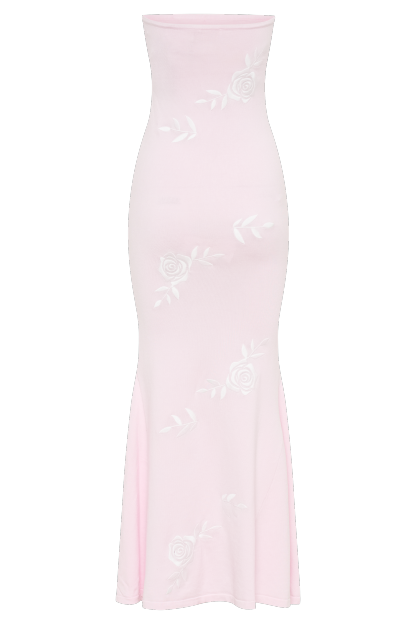 Lorelai Strapless Rose Knit Maxi Dress - Fairy Floss Pink-My Chic Way.All Rights Reserved