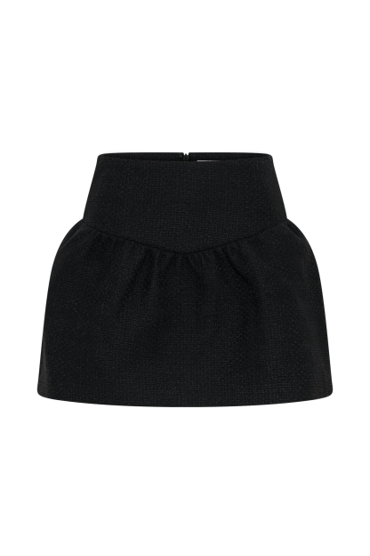 Cyrus Gathered Boucle Mini Skirt - Black-My Chic Way.All Rights Reserved