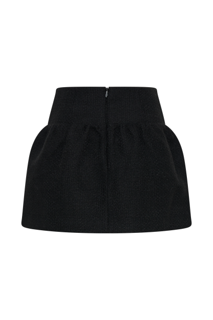 Cyrus Gathered Boucle Mini Skirt - Black-My Chic Way.All Rights Reserved