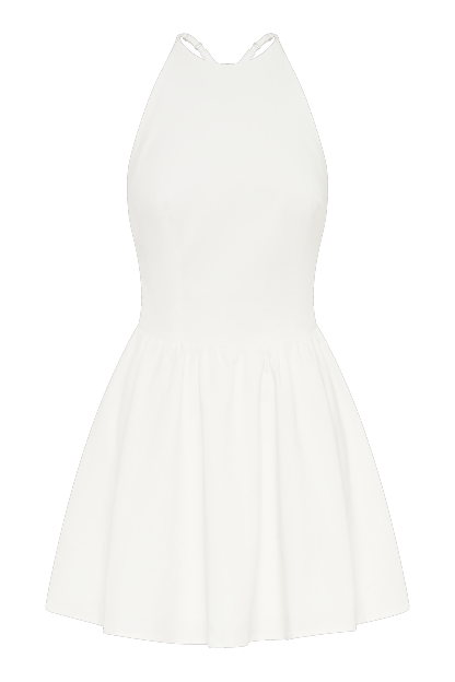Carolina Cotton Halter Mini Dress - White-My Chic Way.All Rights Reserved