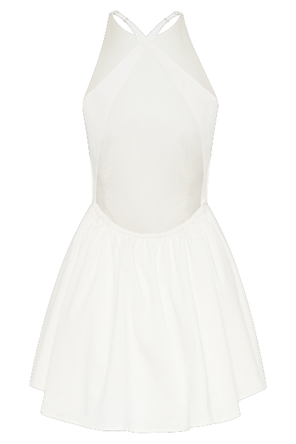 Carolina Cotton Halter Mini Dress - White-My Chic Way.All Rights Reserved