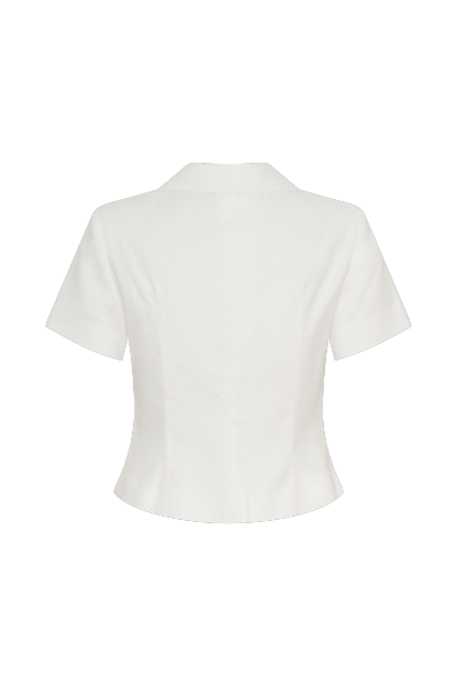 Ciara Linen Jacket - White-My Chic Way.All Rights Reserved