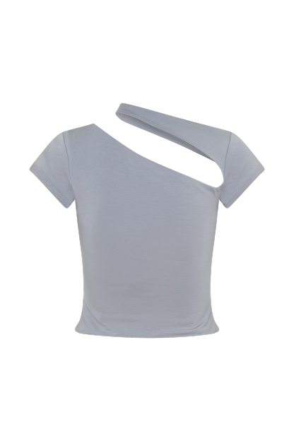 Aurelie Cut Out Short Sleeve Top - Slate Grey-My Chic Way.All Rights Reserved