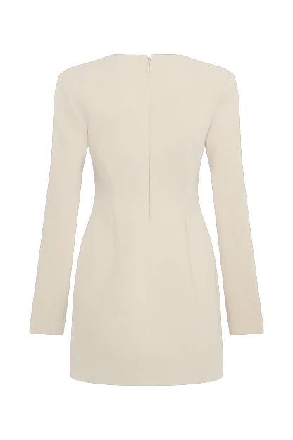 Arora Suiting Blazer Dress With Pleating - Sand-My Chic Way.All Rights Reserved