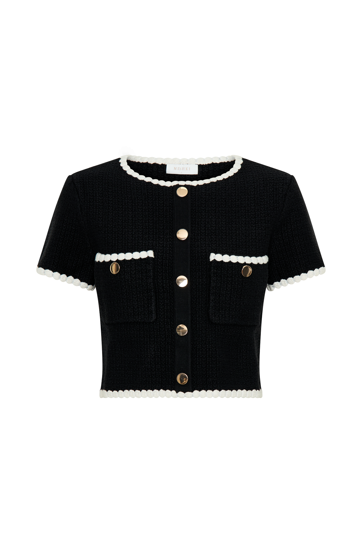 Saffron Contrast Knit Top - Black/White-My Chic Way.All Rights Reserved