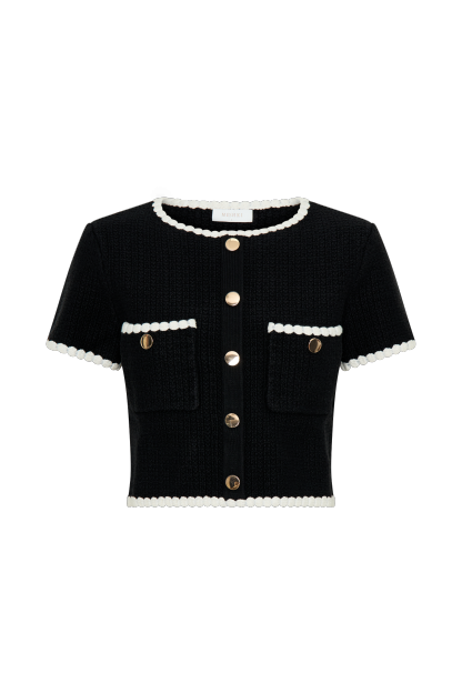 Saffron Contrast Knit Top - Black/White-My Chic Way.All Rights Reserved