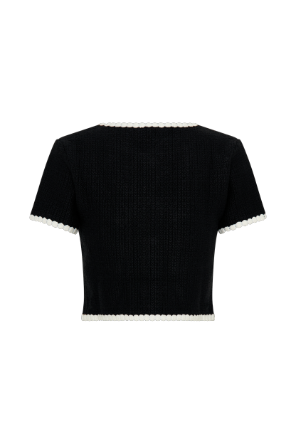 Saffron Contrast Knit Top - Black/White-My Chic Way.All Rights Reserved