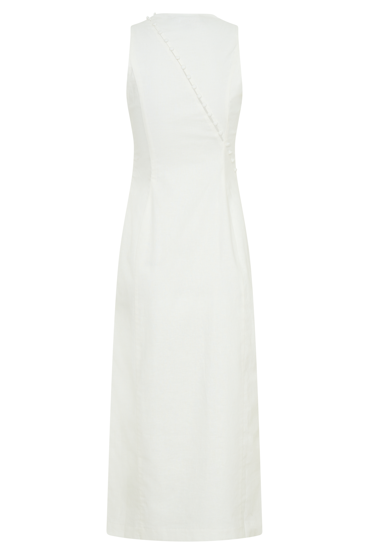 Bronte Linen Button Midi Dress - White-My Chic Way.All Rights Reserved