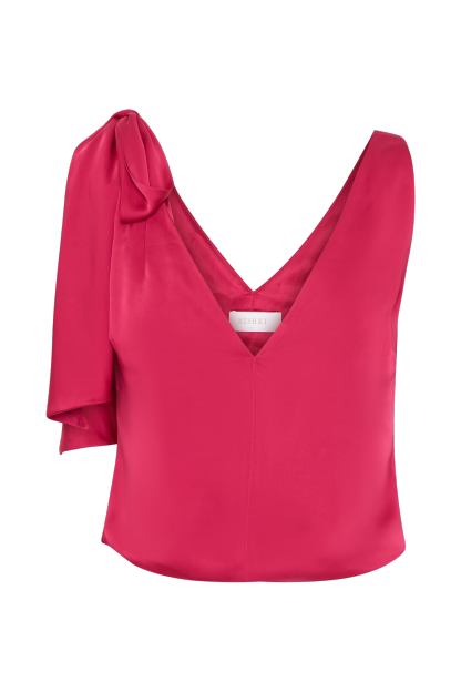 Nicola Satin Tie Sleeveless Top - Pink Cherry-My Chic Way.All Rights Reserved