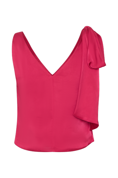 Nicola Satin Tie Sleeveless Top - Pink Cherry-My Chic Way.All Rights Reserved