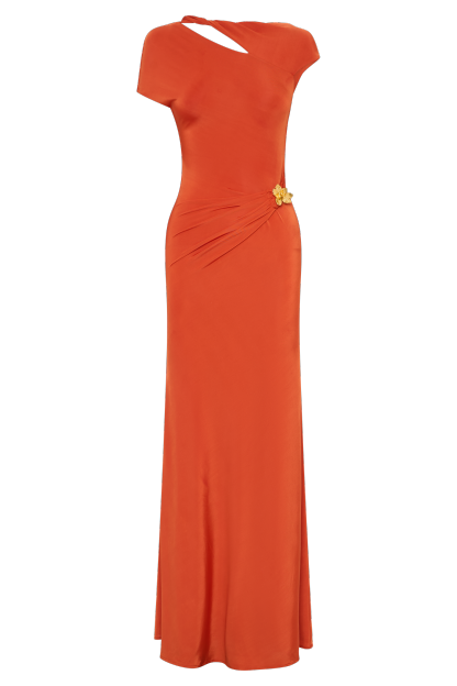 Kaida Slinky Maxi Dress With Hardware - Burnt Orange-My Chic Way.All Rights Reserved