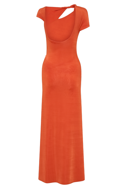Kaida Slinky Maxi Dress With Hardware - Burnt Orange-My Chic Way.All Rights Reserved