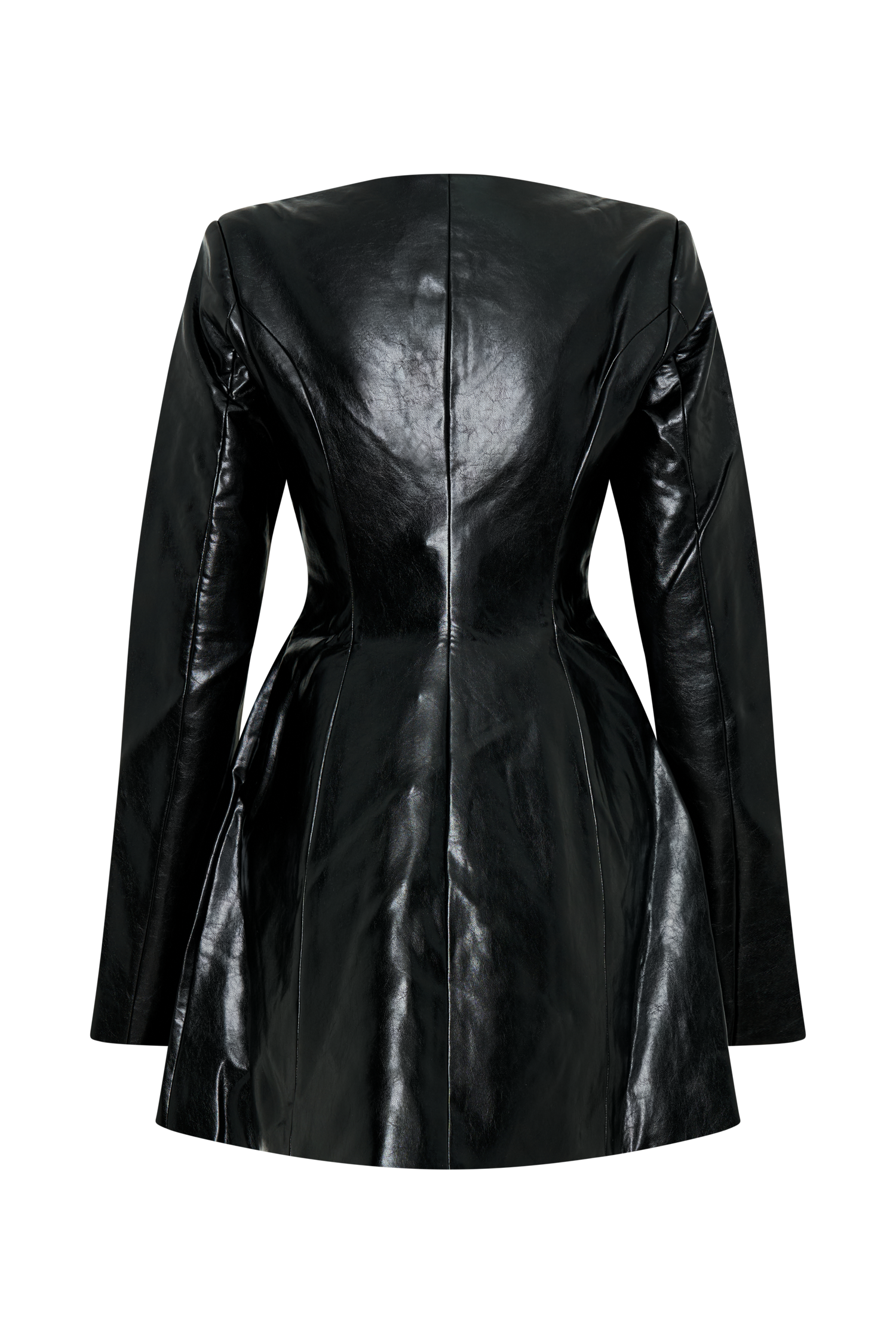 Nancy Faux Leather Mini Dress - Black-My Chic Way.All Rights Reserved