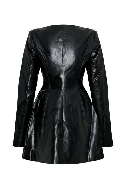 Nancy Faux Leather Mini Dress - Black-My Chic Way.All Rights Reserved