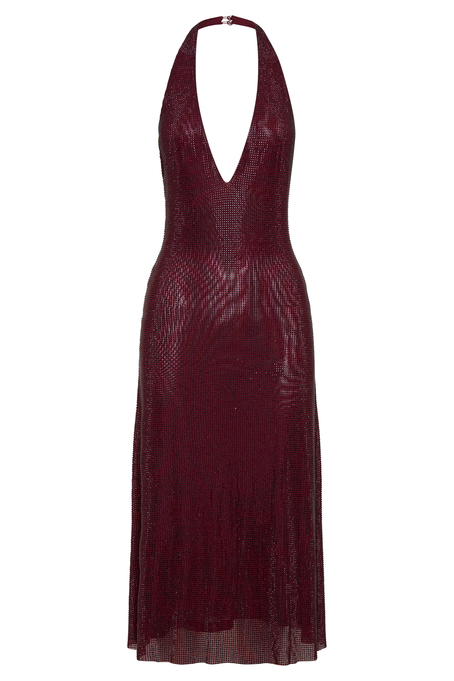 Genie Diamante Halter Midi Dress - Mahogany-My Chic Way.All Rights Reserved
