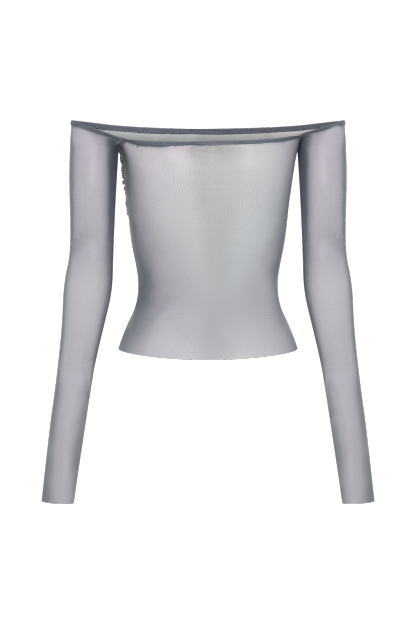 Garcelle Diamante Off Shoulder Top - Gunmetal-My Chic Way.All Rights Reserved