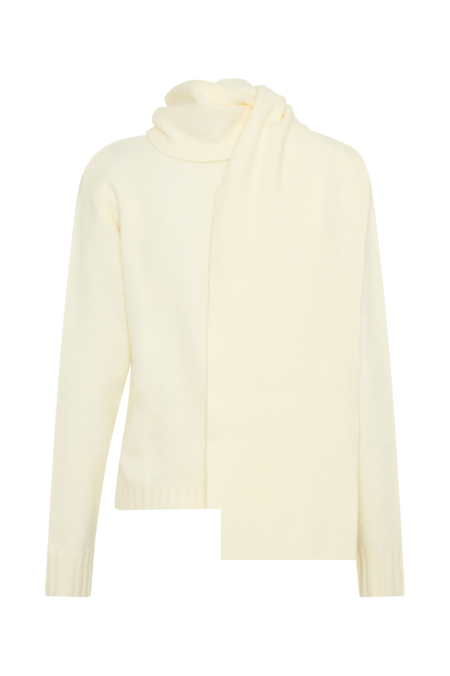 Ella V Neck Knit Jumper With Scarf - Ivory Marle-My Chic Way.All Rights Reserved